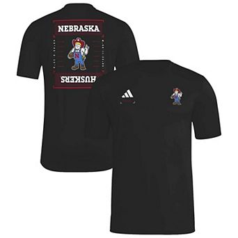 Men's adidas Black Nebraska Huskers Locker Football Icon AEROREADY Pre-Game T-Shirt
