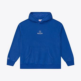 Men's Mitchell & Ness Royal Milwaukee Brewers Core Essentials Fleece Hoodie