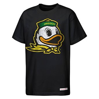 Youth Mitchell & Ness Black Oregon Ducks Mascot Big Face Heavyweight T-Shirt