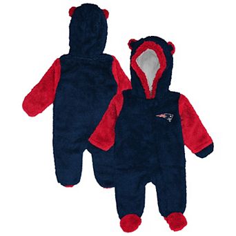Newborn Outerstuff Navy New England Patriots Teddy Fleece Bunting Full-Zip Sleeper