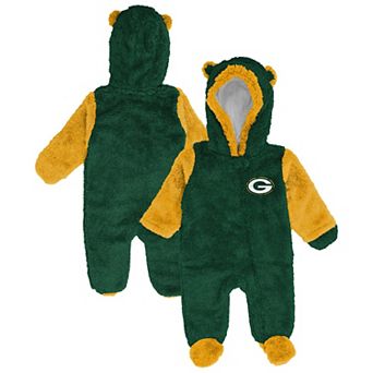 Newborn Outerstuff Green Green Bay Packers Teddy Fleece Bunting Full-Zip Sleeper