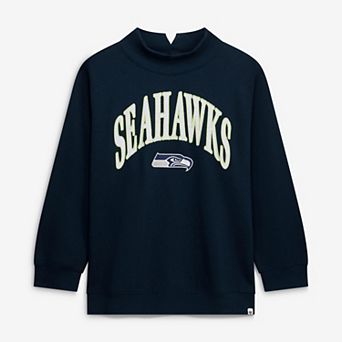 Women's '47 College Navy Seattle Seahawks Plus Size Vantage Mock Neck Pullover