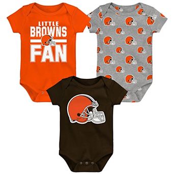 Newborn Outerstuff Cleveland Browns Little Tike 3 pc Bodysuit Set