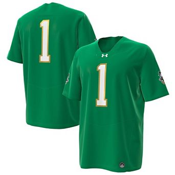 Men's Under Armour #1 Kelly Green Notre Dame Fighting Irish Irish Wear Green Football Replica Jersey