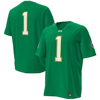 Men's Under Armour #1 Kelly Green Notre Dame Fighting Irish Irish Wear Green Football Twill Replica Jersey