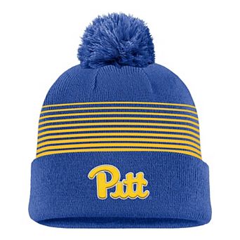 Men's Nike Royal Pitt Panthers 2026 On-Field Peak Cuffed Knit Hat with Pom