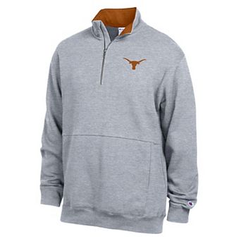 Men's Champion Heather Gray Texas Longhorns Fleece Quarter-Zip Pullover