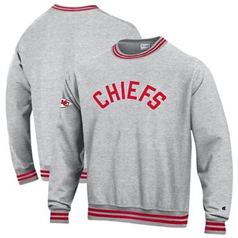 Men's Champion Heather Gray/Red Kansas City Chiefs Reverse Weave Yarn Dye Sweatshirt