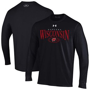 Men's Under Armour Black Wisconsin Badgers 2026 Sideline Performance Cotton Long Sleeve T-Shirt