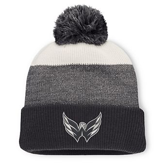 Men's Fanatics Black/Light Beige Washington Capitals Monochrome Cuffed Knit Hat with Pom
