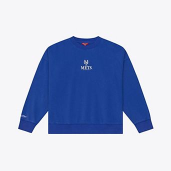 Women's Mitchell & Ness Royal New York Mets Core Essentials Micro Logo Fleece Sweatshirt