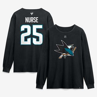 Men's Fanatics Darnell Nurse Black San Jose Sharks Authentic Stack Name & Number Long Sleeve T-Shirt