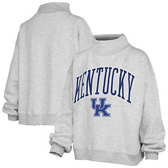 Women's Pressbox Gray Kentucky Wildcats Nelson Texture Lingo Mock Neck Fleece Sweatshirt