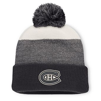 Men's Fanatics Black/Light Beige Montreal Canadiens Monochrome Cuffed Knit Hat with Pom