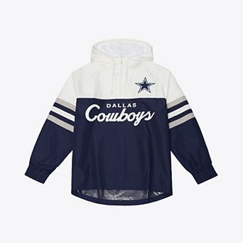 Men's Mitchell & Ness Navy Dallas Cowboys Head Coach Anorak Quarter-Zip Windbreaker Jacket