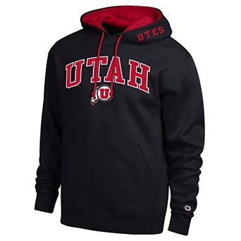 Men's Champion Black Utah Utes Arch Tackle Twill Hoodie