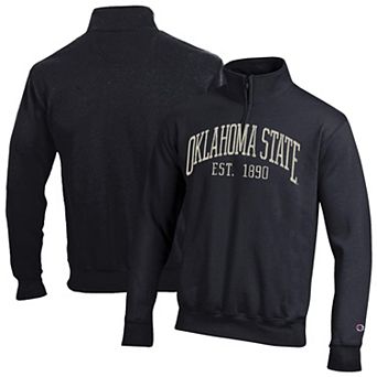 Men's Champion Black Oklahoma State Cowboys Powerblend Quarter-Zip Pullover