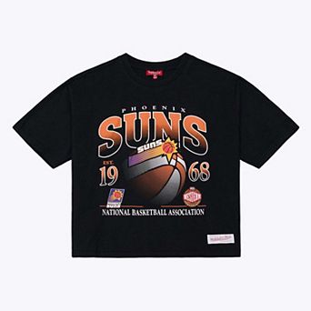 Women's Mitchell & Ness Black Phoenix Suns Street Graphic Boxy Crop T-Shirt