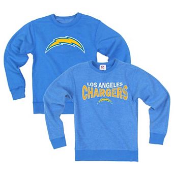 Youth Wes & Willy Powder Blue Los Angeles Chargers Reversible Fleece Sweatshirt