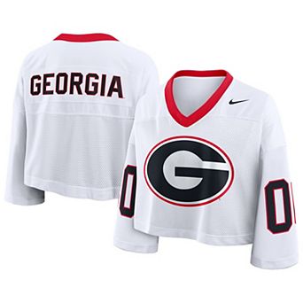 Women's Nike White Georgia Bulldogs Oversized Logo Cropped Fashion Jersey