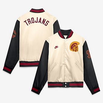 Men's Nike Natural/Black USC Trojans Legacy Full-Snap Bomber Jacket