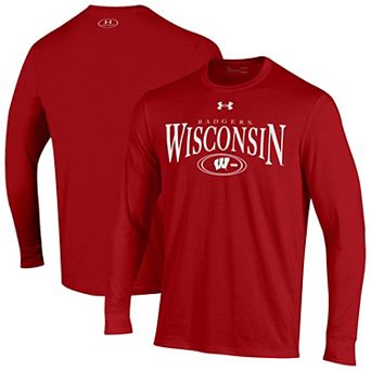 Men's Under Armour Red Wisconsin Badgers 2026 Sideline Performance Cotton Long Sleeve T-Shirt