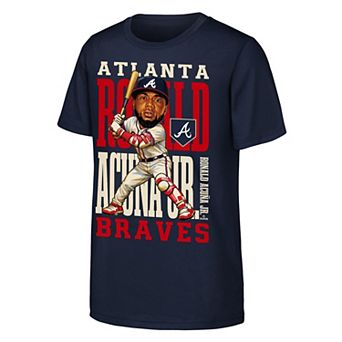 Youth Outerstuff Ronald Acuña Jr. Navy Atlanta Braves Caricature Clash T-Shirt