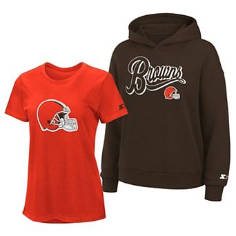 Women's Starter Orange/Brown Cleveland Browns Hoodie & T-Shirt Combo Pack