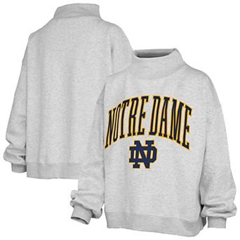 Women's Pressbox Gray Notre Dame Fighting Irish Nelson Texture Lingo Mock Neck Fleece Sweatshirt