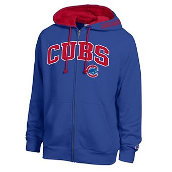 Men's Champion Royal/Red Chicago Cubs Volume Fleece Full-Zip Hoodie