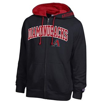 Men's Champion Black/Red Arizona Diamondbacks Volume Fleece Full-Zip Hoodie