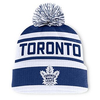Men's Fanatics Blue/White Toronto Maple Leafs Fundamental Cuffed Knit Hat with Pom