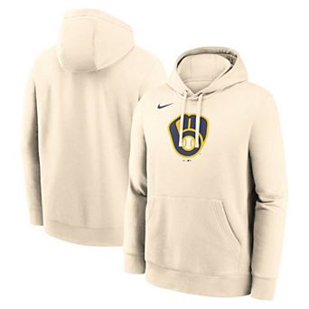 Men's Nike Cream Milwaukee Brewers Logo Club Fleece Hoodie