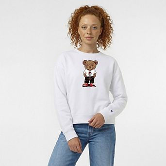 Women's Champion White Georgia Bulldogs Teddy Bear Fleece Sweatshirt