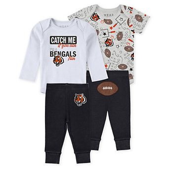 Infant & Newborn WEAR by Erin Andrews Cincinnati Bengals Three-Piece Turn Me Around Bodysuits & Pant Set