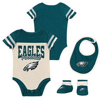 "Infant & Newborn Outerstuff Philadelphia Eagles Up One Three-Piece Bodysuit, Bib & Booties Set"
