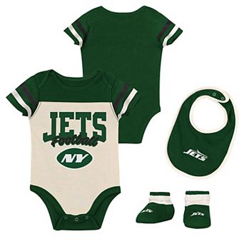 "Infant & Newborn Outerstuff New York Jets Up One Three-Piece Bodysuit, Bib & Booties Set"