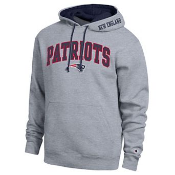 Men's Champion Heather Gray/Navy New England Patriots Contrast Hoodie