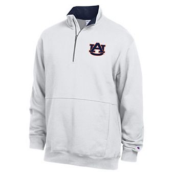 Men's Champion White Auburn Tigers Fleece Quarter-Zip Pullover