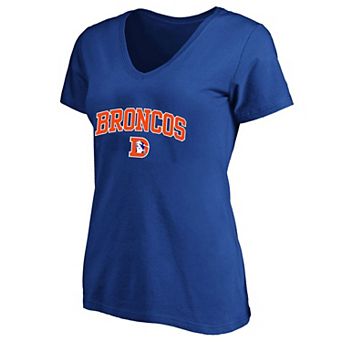 Women's Fanatics Royal Denver Broncos Plus Size Arch Over Logo V-Neck T-Shirt