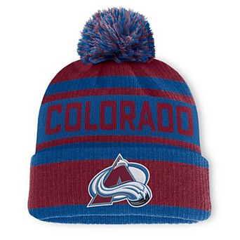 Men's Fanatics Burgundy/Blue Colorado Avalanche Fundamental Cuffed Knit Hat with Pom