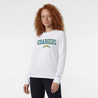 Women's Champion White Los Angeles Chargers Core Logo Long Sleeve T-Shirt