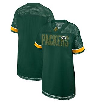 Women's Fanatics Green Green Bay Packers Oversized Team First Deep Route Mesh V-Neck Dress