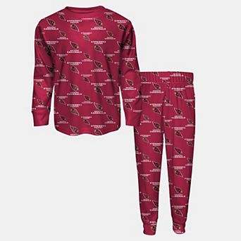 Youth Outerstuff Red Arizona Cardinals All-Over-Print Long Sleeve T-Shirt and Pants Sleep Set