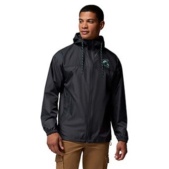 Men's Columbia Black Michigan State Spartans Flash Challenger Windbreaker Omni-Shade Hooded Jacket