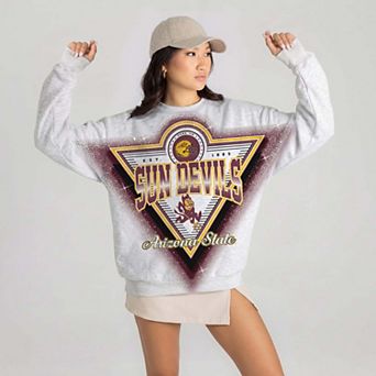 Women's Gameday Couture Heather Gray Arizona State Sun Devils Chasing Victory Rhinestone Spray Oversized Fleece Sweatshirt