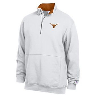 Men's Champion White Texas Longhorns Fleece Quarter-Zip Pullover