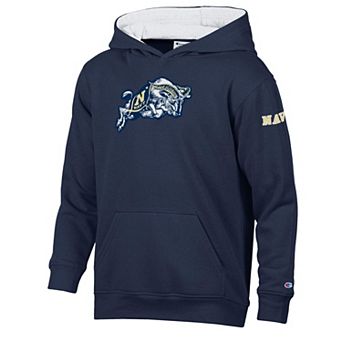 Youth Champion Navy/White Navy Midshipmen Volume Fleece Hoodie