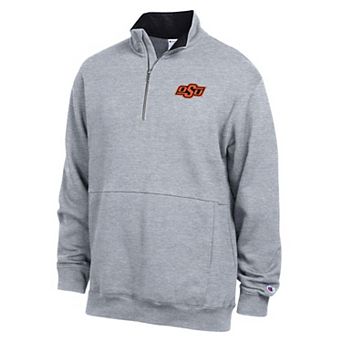Men's Champion Heather Gray Oklahoma State Cowboys Fleece Quarter-Zip Pullover