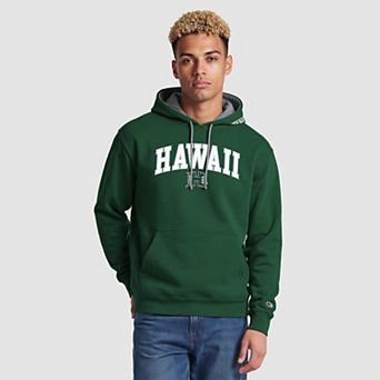 Men's Champion Green/Heather Gray Hawaii Rainbow Warriors Contrast Hoodie